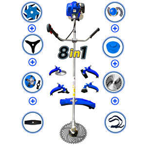 Bwarskey 8 İN 1 Full Aparat Seti Hediyeli Yan Tipi Benzinli Motorlu Ot Çalı Çim Biçme Makinesi