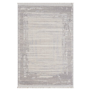 Konfor Bastia 1277 Krem Gri Yumuşak Örgü Modern Dokuma Bukle Halı 140x200 cm