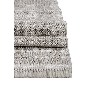 Konfor Bastia 1277 Krem Gri Yumuşak Örgü Modern Dokuma Bukle Halı 80x150 cm