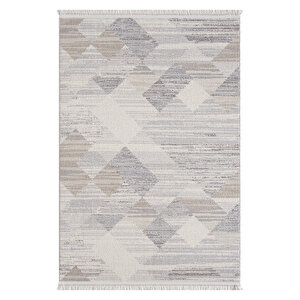 Konfor Bastia 1274 Krem Gri Bej Yumuşak Örgü Modern Dokuma Bukle Halı 200x290 cm