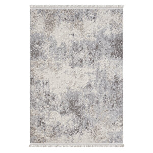 Konfor Bastia 1275 Krem Gri Yumuşak Örgü Modern Dokuma Bukle Halı 140x200 cm