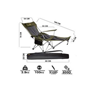 Funky Chairs Lazy 3 Plus Yatabilen Kamp Sandalyesi Haki