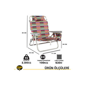 Funky Chairs Beach Star Alüminyum 5 Pozisyon Portatif Soğutucu Çantalı Şezlong Plaj Sandalyesi