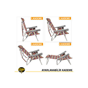 Funky Chairs Beach Star Alüminyum 5 Pozisyon Portatif Soğutucu Çantalı Şezlong Plaj Sandalyesi