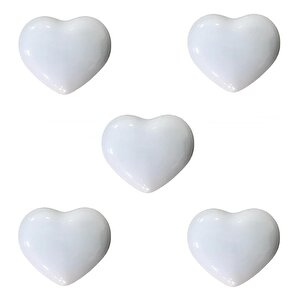 5 Adet Tomurcuk Porselen Çocuk Odası Beyaz Kalp Düğme Mobilya Kulp