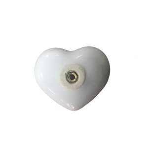 5 Adet Tomurcuk Porselen Çocuk Odası Beyaz Kalp Düğme Mobilya Kulp