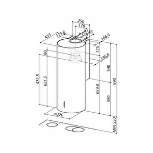 Davlumbaz Isola Gloss Plus Ev8+ Bk A37