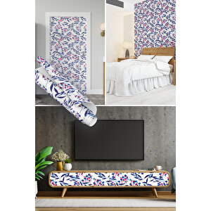 Mor Çiçekli Yapışkanlı Folyo, Dekoratif Su Geçirmez, Masa Mobilya Dolap Kaplama Kağıdı 0808 45x500 cm 