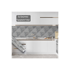 Gri Sıva Desenli Yapışkanlı Folyo, Mutfak Dolap Tezgah Arası Ve Mobilya Kaplama Kağıdı 0603 45x1500 cm 