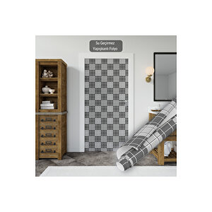 Gri Antrasit Kareli Fayans Görünümlü Yapışkanlı Folyo, Mozaik Desenli Kaplama Kağıdı 0339 90x500 cm 
