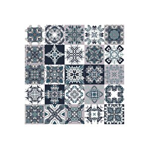 Antrasit Mavi Çini Motifli Yapışkanlı Folyo, Masa Dolap Raf Tezgaharası Kaplama Kağıdı 0351 45x1500 cm 