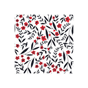 Siyah Kırmızı Çiçek Desenli Yapışkanlı Folyo, Suya Dayanıklı Dekoratif Sticker Kaplama 0816