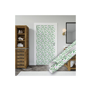 Yeşil Mor Çiçek Desenli Yapışkanlı Folyo, Masa, Dolap, Tezgaharası Kaplama Folyosu 0806 90x500 cm 