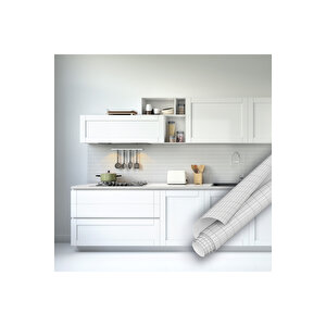 Beyaz Porselen Görünümlü Yapışkanlı Folyo, Mutfak Dolap Kapağı Ve Tezgah Arası Kaplama 0336 45x500 cm 