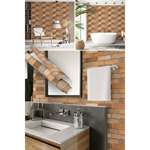 Kahverengi Tuğla Görünümlü Yapışkanlı Folyo, Mat Mutfak Banyo Kaplama Folyosu 1406 45x500 cm 
