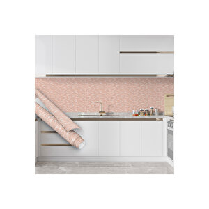Pembe Tuğla Desenli Yapışkanlı Folyo, Mutfak Dolap, Tezgah Arası Ve Mobilya Kaplama 1423 45x1500 cm 