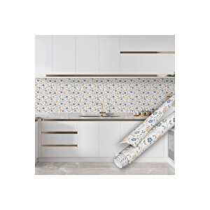 Minimal Çiçek Desenli Yapışkanlı Folyo, Su Geçirmez Masa, Dolap, Tezgah Arası Stickerı 0331