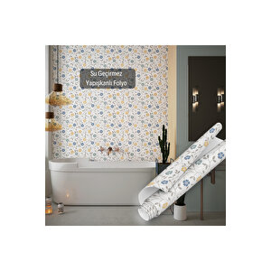 Minimal Çiçek Desenli Yapışkanlı Folyo, Su Geçirmez Masa, Dolap, Tezgah Arası Stickerı 0331