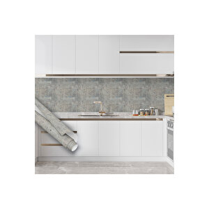 Gri Beton Görünümlü Yapışkanlı Folyo, Silinebilir, Dekoratif, Mutfak, Banyo, Mobilya Stickerı, 0607 45x1500 cm 