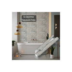 Gri Beton Görünümlü Yapışkanlı Folyo, Silinebilir, Dekoratif, Mutfak, Banyo, Mobilya Stickerı, 0607