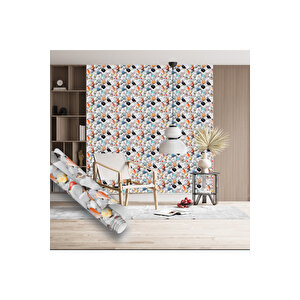 Renkli Çakıl Taşı Desenli Yapışkanlı Folyo, Masa Dolap Raf Tezgah Kaplama Folyosu 1409 45x1500 cm 