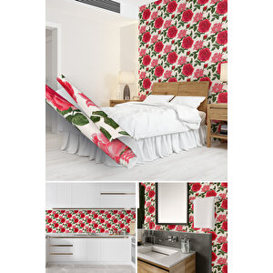 Gül Desenli Kendinden Yapışkanlı Folyo, Kendin Yap Dekoratif Folyo, Su Geçirmez Folyolar 0820 90x1500 cm