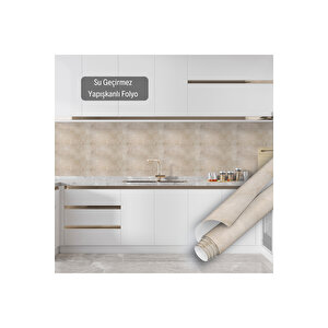 Bej Fayans Görünümlü Yapışkanlı Folyo, Dolap, Tezgah Arası Ve Mobilya Kaplama Kağıdı 0338 45x1500 cm 