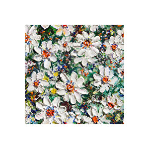Beyaz Papatya Desenli Yapışkanlı Folyo, Çiçekli Dekoratif, Su Geçirmez Kaplama Folyosu 0830 90x1500 cm