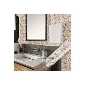 Mozaik Fayans Görünümlü Yapışkanlı Folyo, Mat Dekoratif, Mutfak, Banyo Kaplama Kağıdı 0322 45x500 cm 