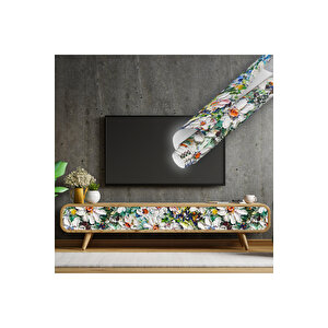 Beyaz Papatya Desenli Yapışkanlı Folyo, Çiçekli Dekoratif, Su Geçirmez Kaplama Folyosu 0830