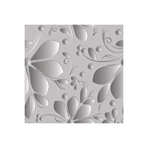 Gümüş Renkli Çiçek Desenli Yapışkanlı Folyo, Masa, Dolap, Tezgah Arası Kaplama Kağıdı 0334 90x500 cm 