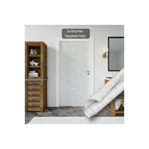 Beyaz Yapışkanlı Folyo Tuğla Görünmlü Masa Dolap Raf Tezgah Arası Kaplama Folyosu 0347 90x500 cm 