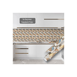 Geometrik Desenli Yapışkanlı Folyo, Dekoratif, Masa Dolap Tezgah Arası Kaplama Folyosu 0328 45x1500 cm 