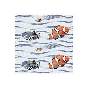 Balık Desenli Yapışkanlı Folyo Mat, Suya Dayanıklı Silinebilir Banyo Kaplama Folyosu 0313 45x500 cm 