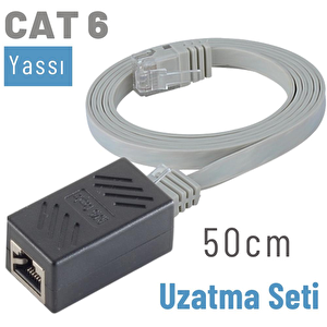 50 Cm Cat6 Kablo Uzatma Seti, Yassı Ethernet Kablo Ve Ekleyici