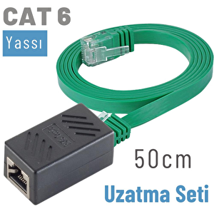 50 Cm Cat6 Kablo Uzatma Seti, Yassı Ethernet Kablo Ve Ekleyici