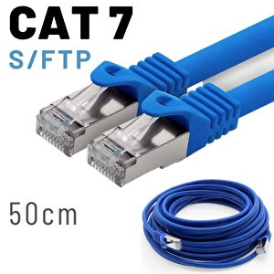 Irenis 50 Cm Cat7 Kablo S/ftp Lszh Ethernet Network Lan Ağ Kablosu Mavi
