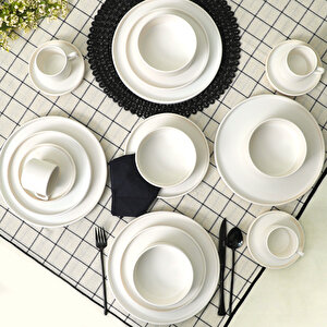 Keramika Mat Beyaz Stackable Yemek/Kahvaltı Takımı 20 Parça 4 Kişilik