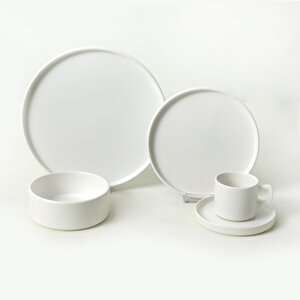 Keramika Mat Beyaz Stackable Yemek/Kahvaltı Takımı 20 Parça 4 Kişilik