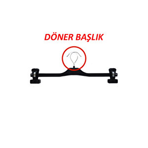 5'li Mandallı Askılık - Dolap İçi Düzenleyici Siyah Elbise Askı Seti - Döner Başlıklı Pantolon Etek Kıyafet Askısı Siyah