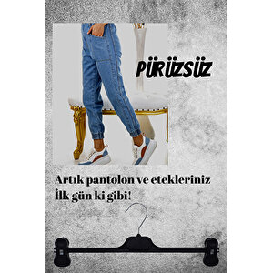 20'li Kişiye Özel İsim Etiketli Askı Seti - Dolap İçi Düzenleyici Mandallı Pantolon Etek Askısı - Döner Başlıklı Askı Siyah