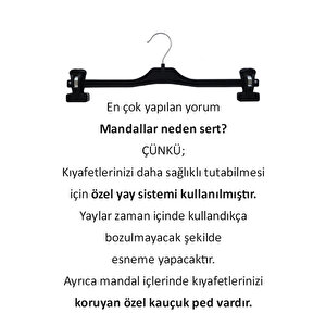 50'li Kişiye Özel İsim Etiketli Askı Seti - Dolap İçi Düzenleyici Mandallı Pantolon Etek Askısı - Döner Başlıklı Askı Siyah