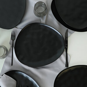 Keramika Mat Siyah Trior Servis Tabağı 32 Cm 6 Adet 956