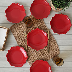 Keramika Kırmızı Romeo Pasta Tabağı 20 Cm 6 Adet 506