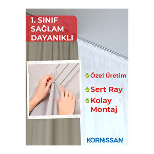 3 Raylı 4,5 Metre Birinci Sınıf Polyester Kalın Perdeler için Tutucu Ray Korniş Lüks 1. Sınıf