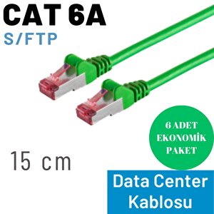 Irenis 6 Adet 15 Cm Cat6a S/ftp Ethernet Data Center Patch Kablo, Yeşil