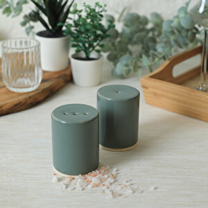 Keramika Yeşil Stackable Tuzluk / Biberlik 6 Cm