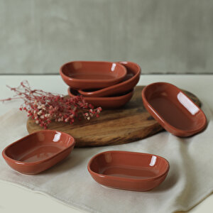 Keramika Kızıl Kahverengi Noyan Çerezlik 11 Cm 6 Adet 607