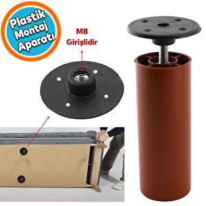 Mobilya Kanepe Masa Baza Sehpa Montaj Ayağı Yuvarlak Plastik Bağlantı Aparatı M8 Civatalı Tabanı 1 Adet
