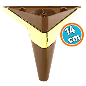 Mobilya Kanepe Çekyat Sehpa Tv Ünitesi Koltuk Ayağı Baza Ayakları Kübik Ceviz Altın 14 Cm